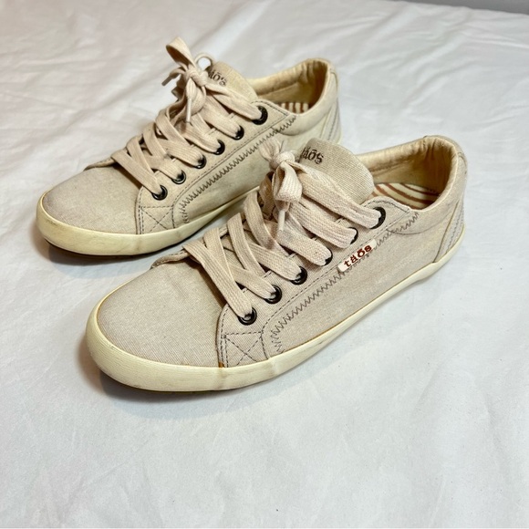 Taos Star cream canvas sneakers size 7.5 - Picture 1 of 8